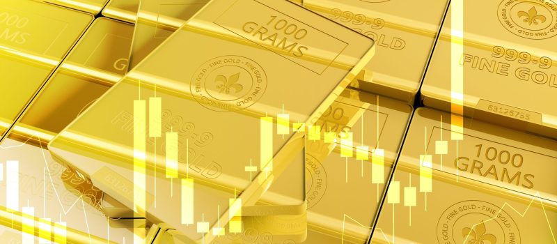 Fine,Gold,Bars,3d,Illustration,With,Trading,Statistics,Overlay.,Gold